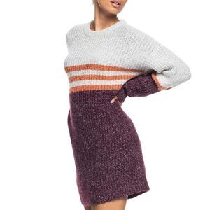 Roxy Juniors' Fig & White Stripe Sweater Dress